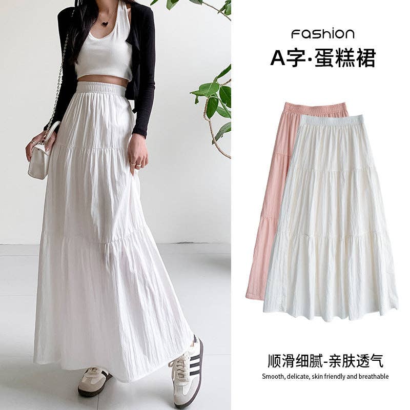 Solid Color Long Skirt