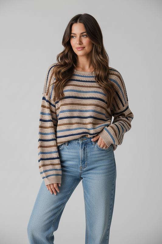 Mulicolor Striped Knit Sweater