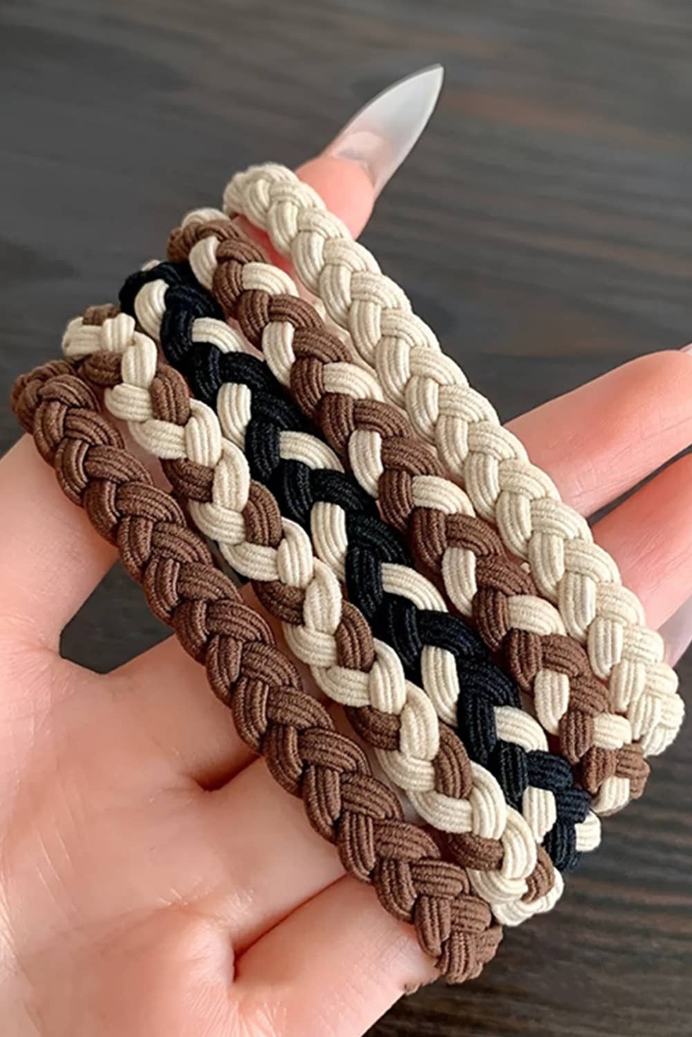 LDC 5pcs Smile Face Decor Braided Hair Ties