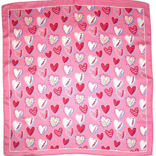VALENTINE MULTI HEART SILKY FEEL BANDANA SCARF | 40SC630
