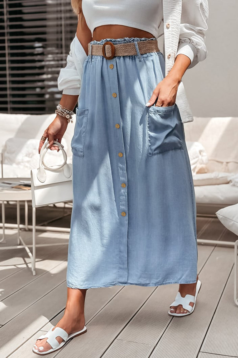 High Waisted Beau Blue Skirt