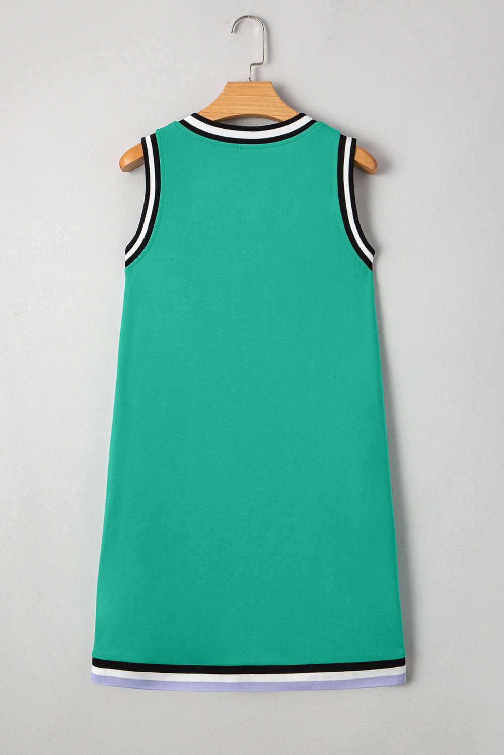 Mint Green Contrast Trim V Neck Sleeveless Mini Dress