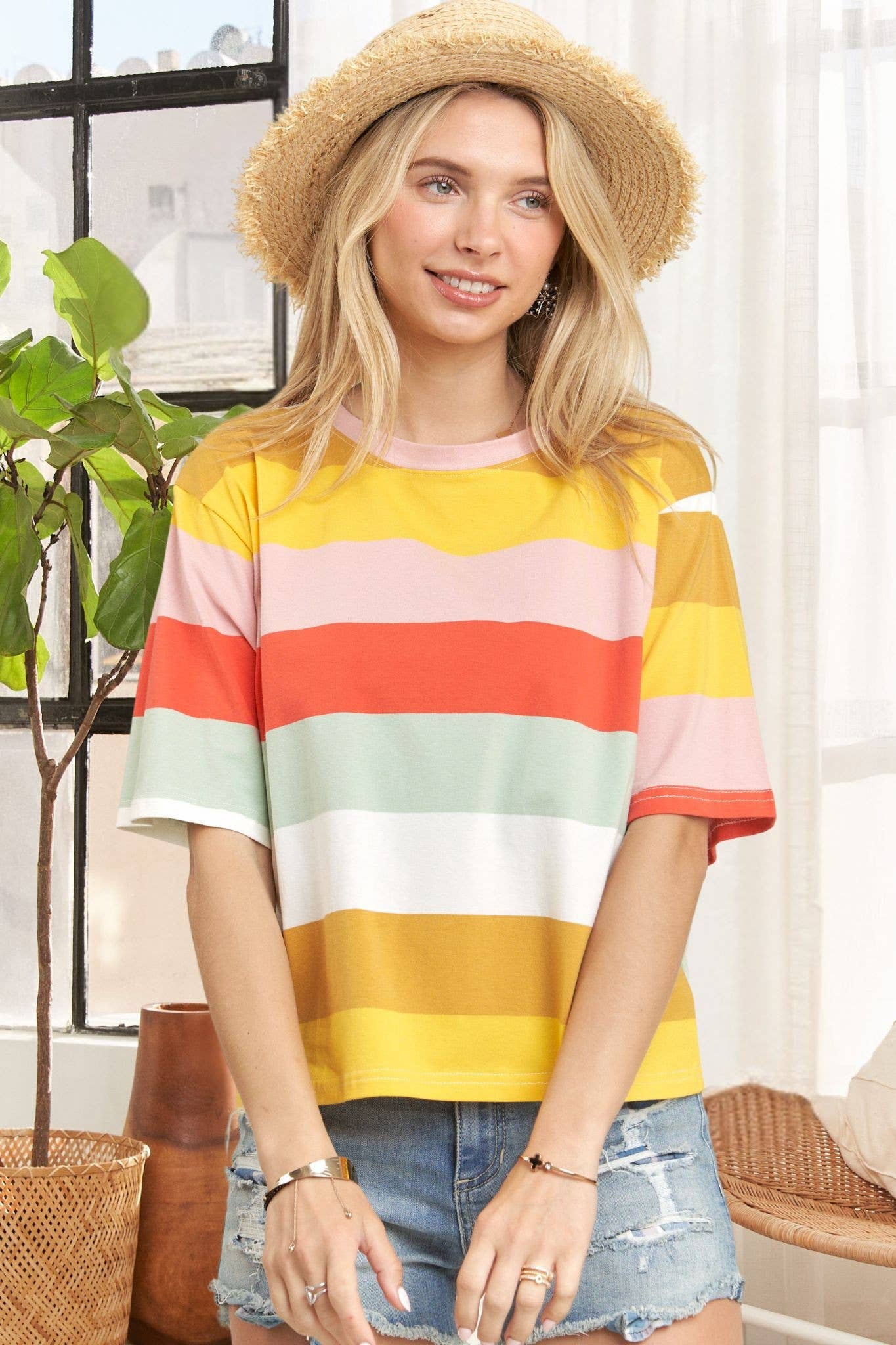 Multi Color Stripe Cotton Top