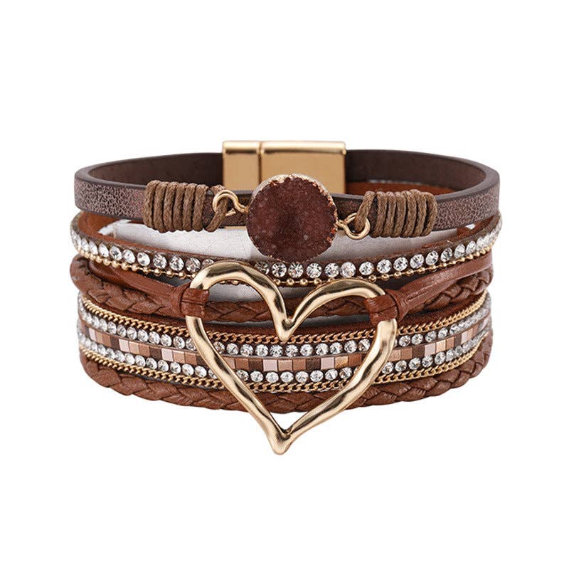 Multi-Layer Heart Charm Bangle Bracelets - BJ/LB: Blue