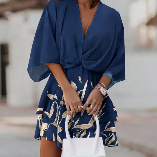 Boho V-Neck Dolman Sleeve Dress