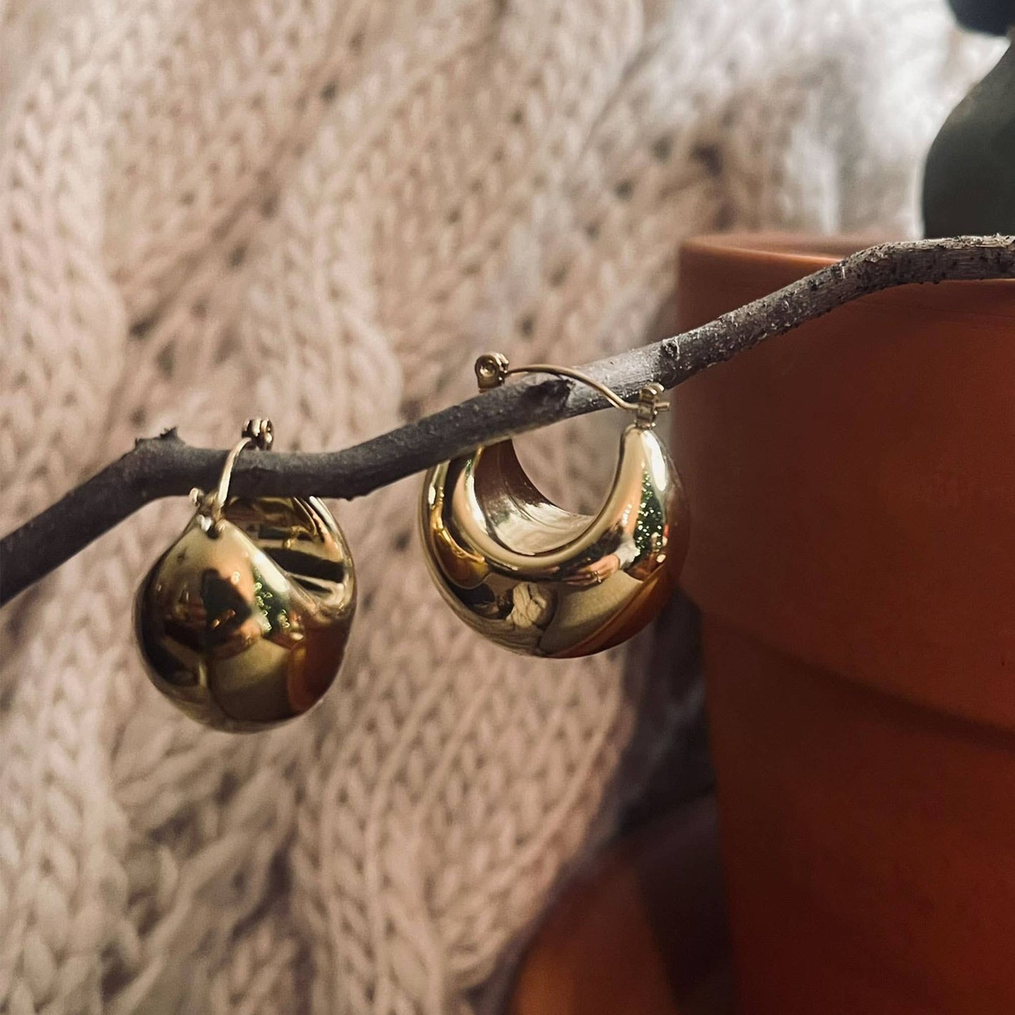 Narelle Waterproof Bowl Hoop Earrings: Silver