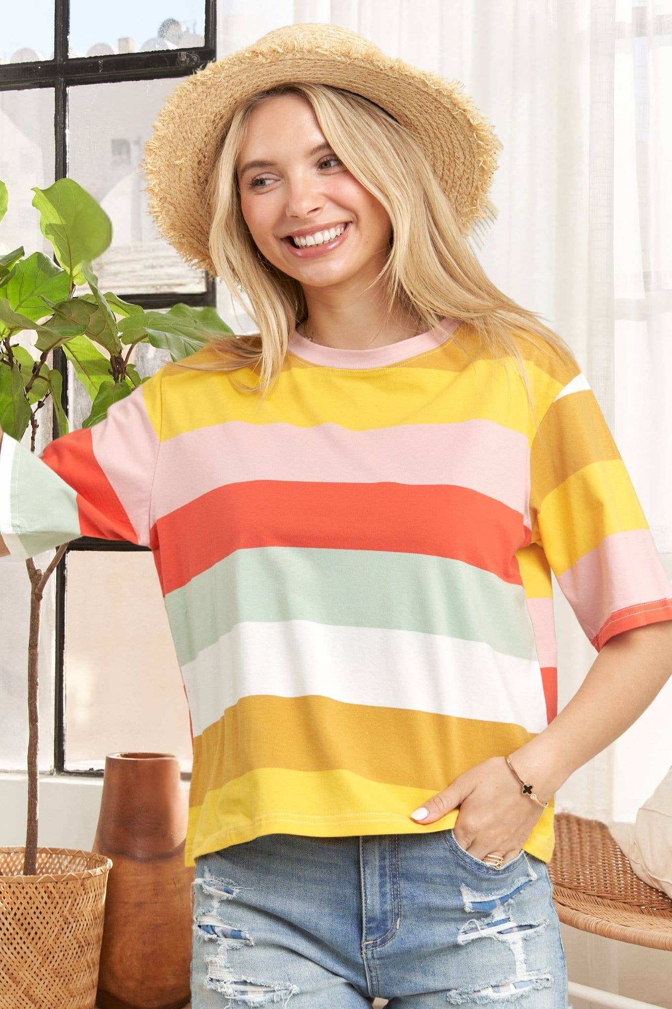 Multi Color Stripe Cotton Top