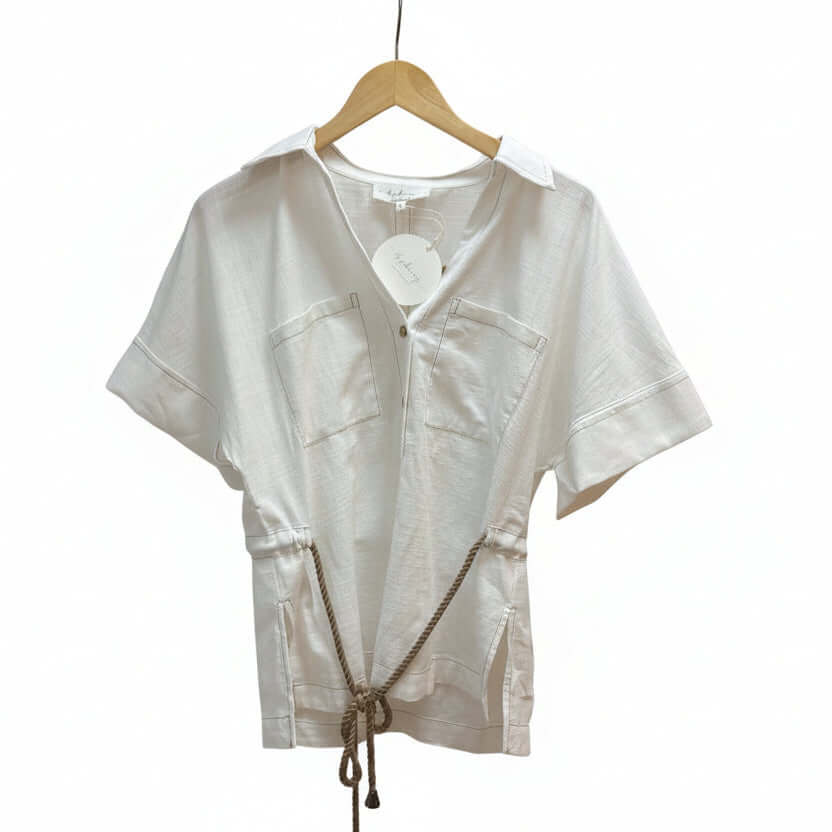 Cotton Linen Drawstring Shirt