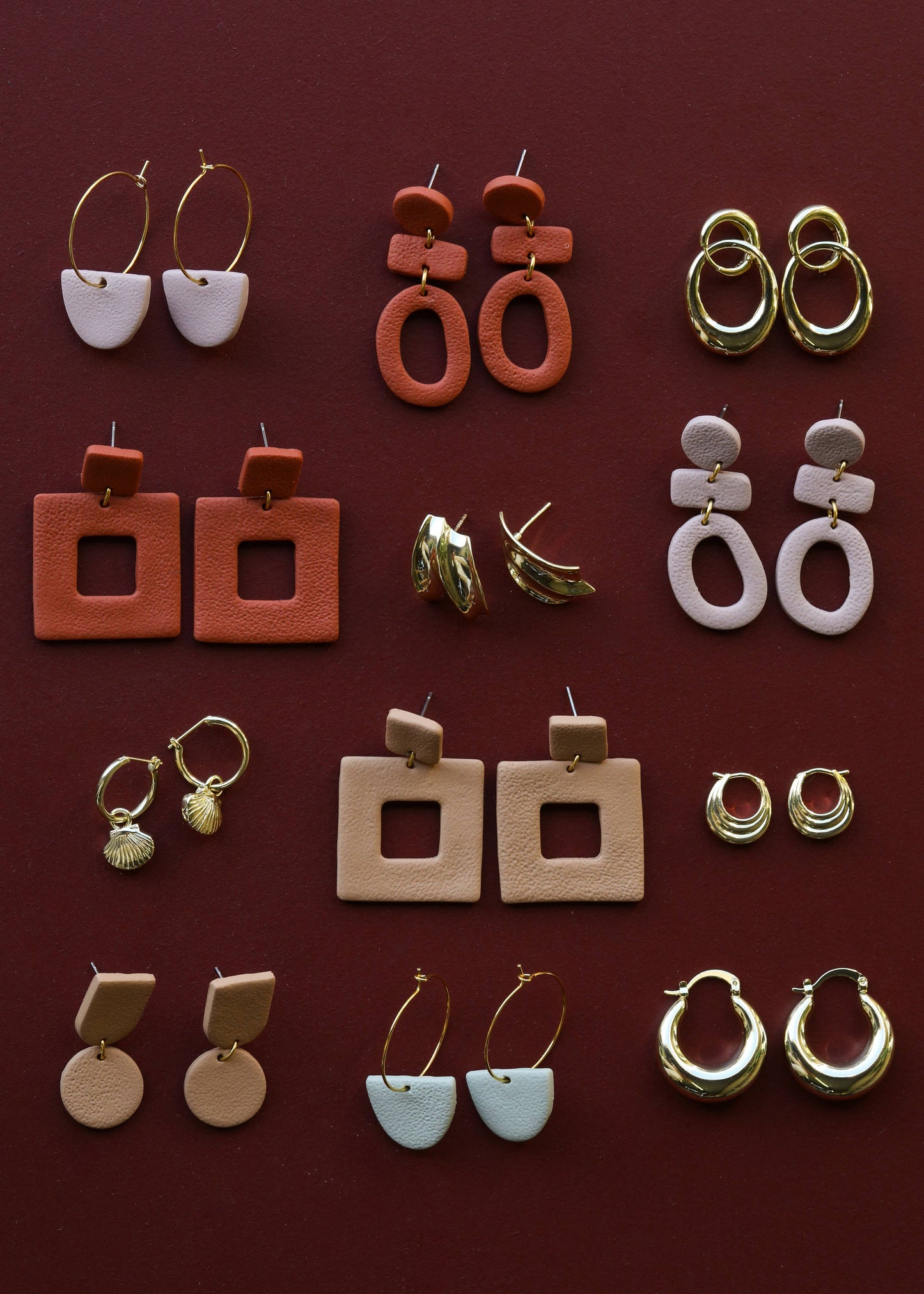 Square Clay Earring - Desert