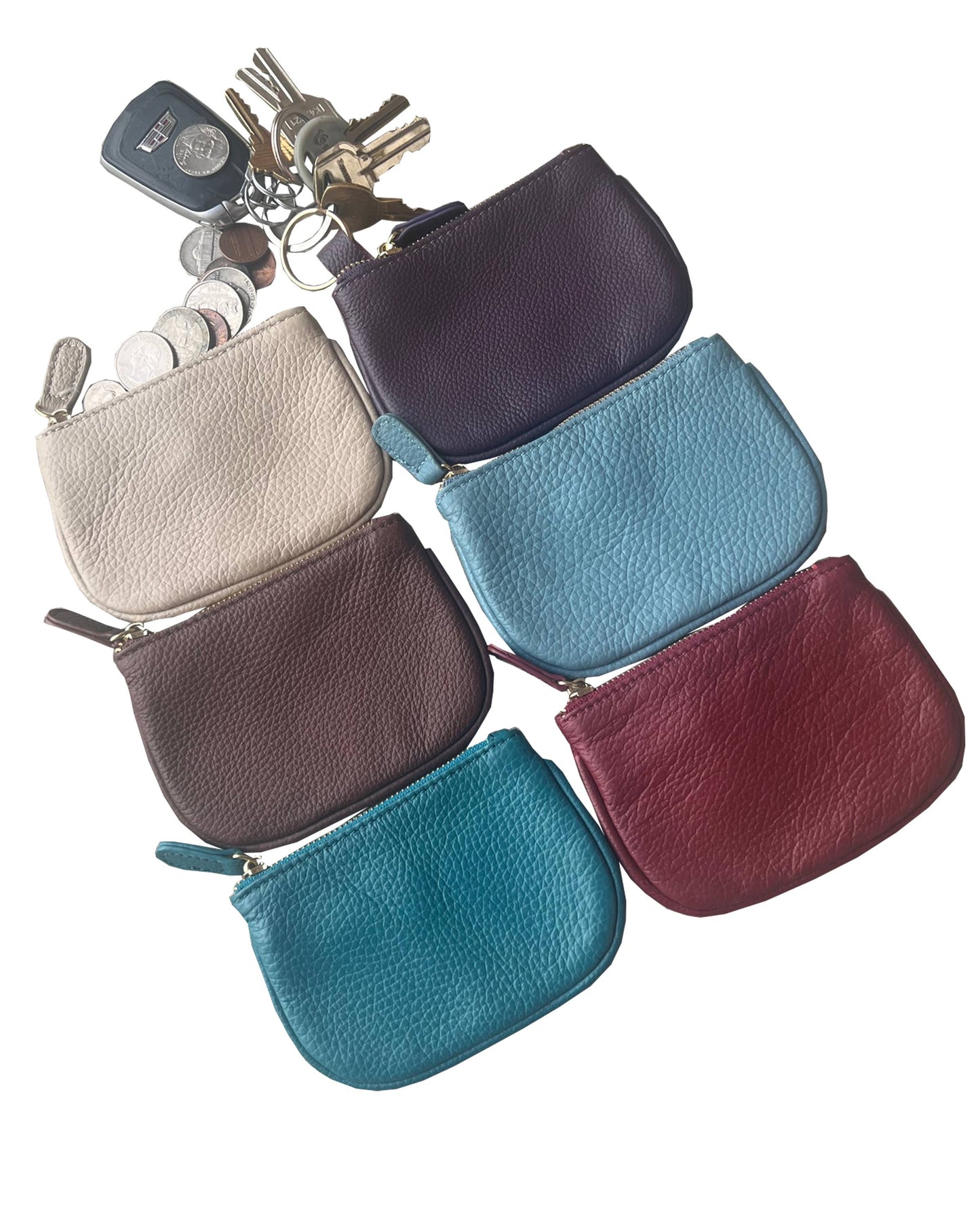 Cowhide leather coin purse