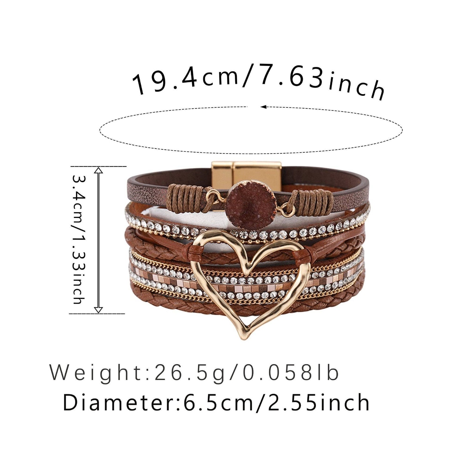 Multi-Layer Heart Charm Bangle Bracelets - BJ/LB: Silver