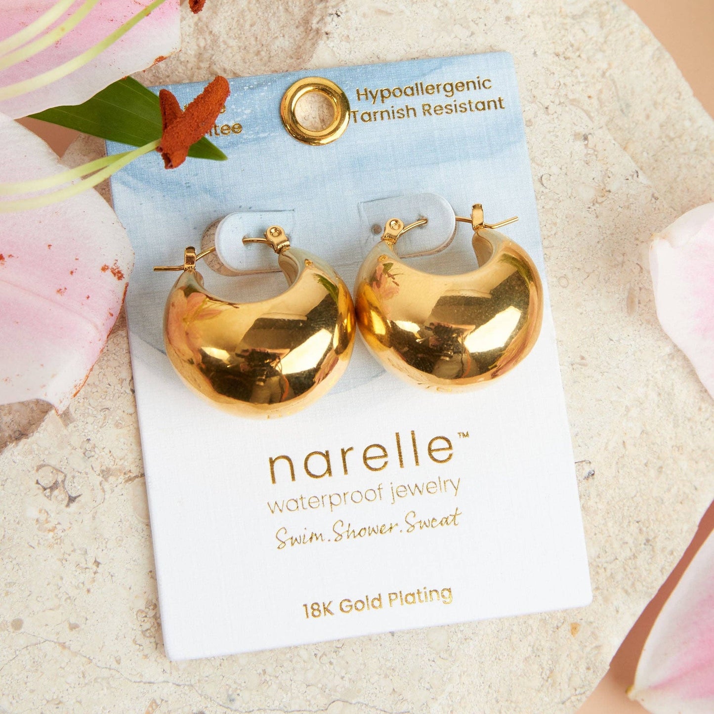 Narelle Waterproof Bowl Hoop Earrings: Silver