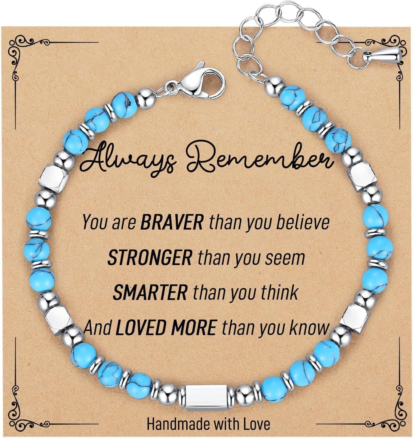 4mm Stone & Stainless Steel Bead Bracelet| Blessing Card -CS: Red Crystal Bracelet & Awesome