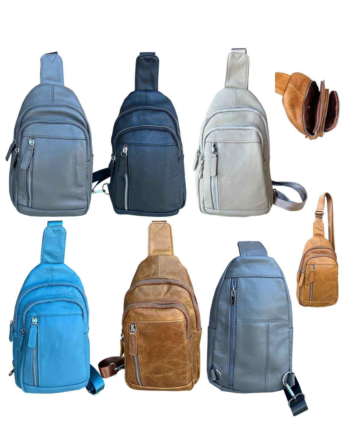 Cowhide leather Sling bag with adjustable shoulder strap