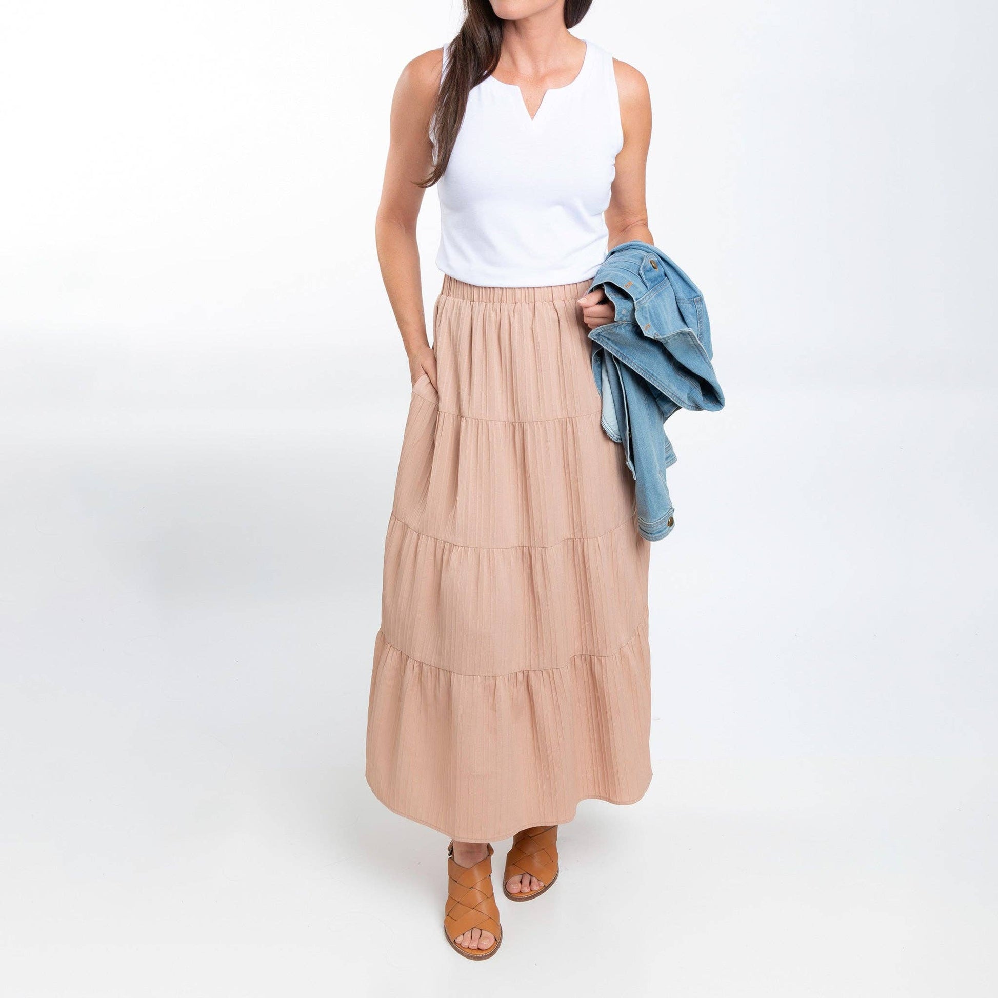 Rosewater Maxi Skirt with Pockets