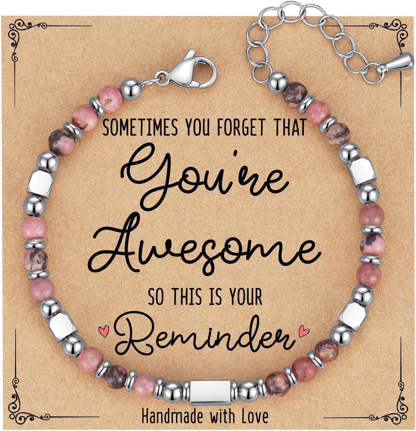 4mm Stone & Stainless Steel Bead Bracelet| Blessing Card -CS: Tiger Eye Bracelet  & Awesome