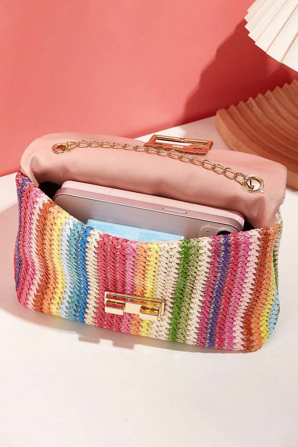 LDC Bohemian Woven Gold Chain Shoulder Bag