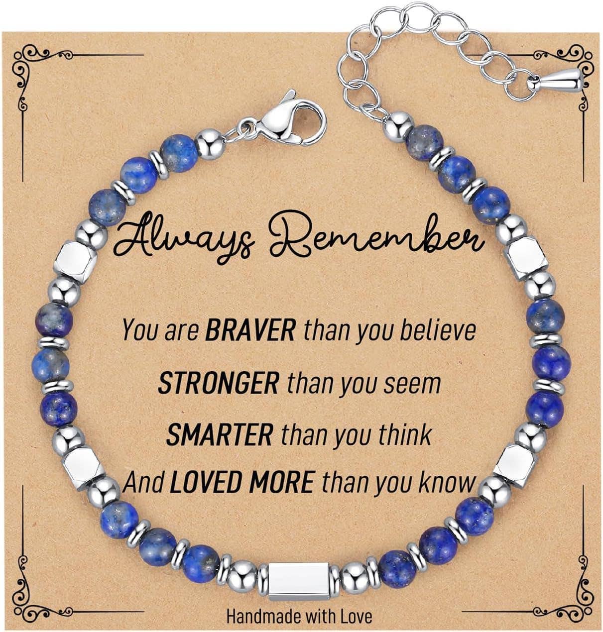 4mm Stone & Stainless Steel Bead Bracelet| Blessing Card -CS: Tiger Eye Bracelet  & Awesome