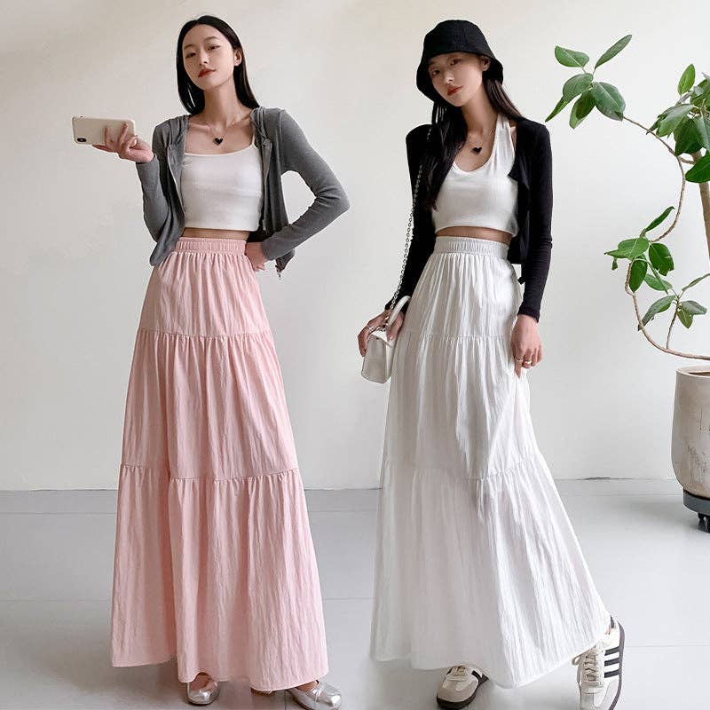 Solid Color Long Skirt