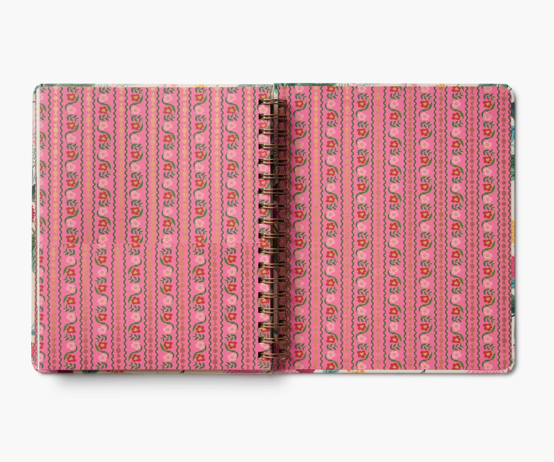 Pink patterned notebook with a white background