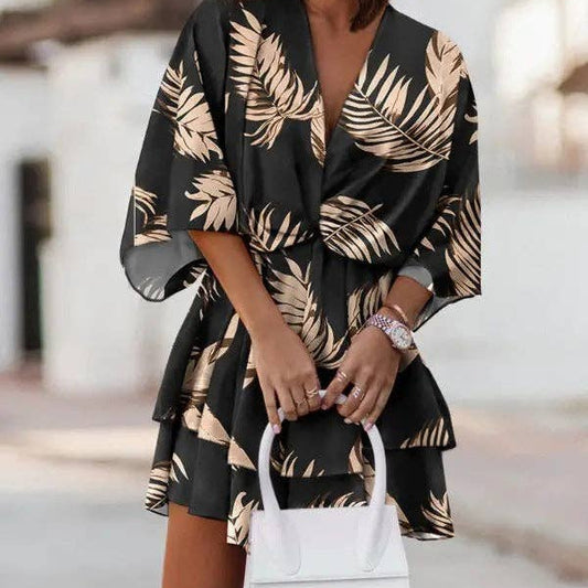 Boho V-Neck Dolman Sleeve Dress
