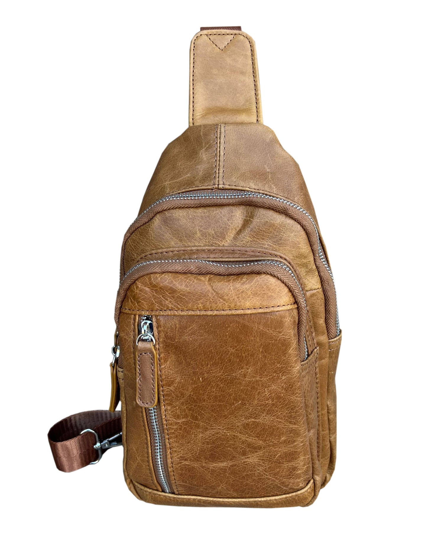 Cowhide leather Sling bag with adjustable shoulder strap