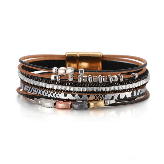 Bohemian Style Leather Multi-Layer Bracelet Bangle - BJ/LB: 2