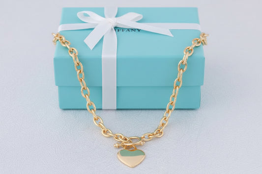 Tiffany 18" Heart Tag Necklace-Gold