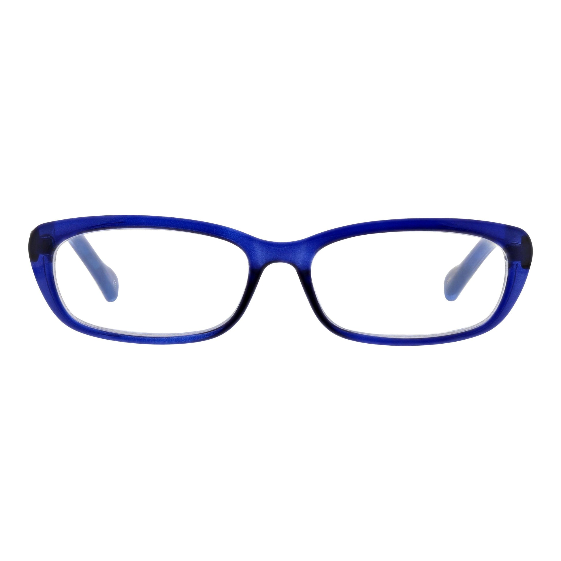 Blue eyeglasses on a white background